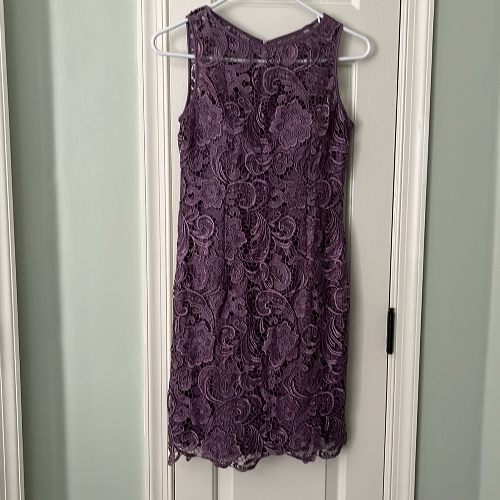 Adrianna Papel light purple Lace Overlay Sheath Evening Cocktail Party Dress 2P